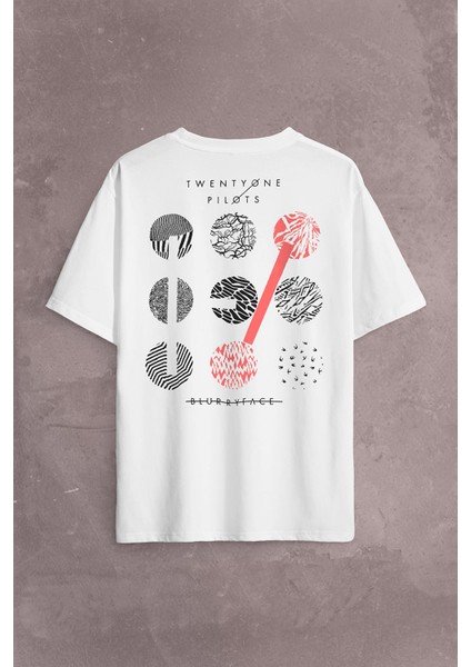 Twenty One Pilots Logo Stressed Sırt Ön Baskılı Oversize Tişört T-Shirt