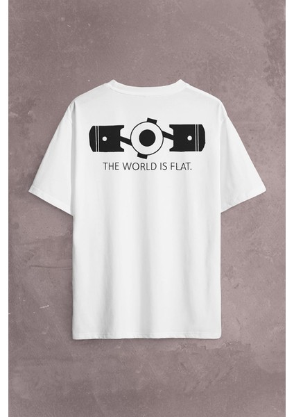 The World Is Flat Dünya Düzdür Speed Track Race Sırt Ön Baskılı Oversize Tişört T-Shirt fiyatları
