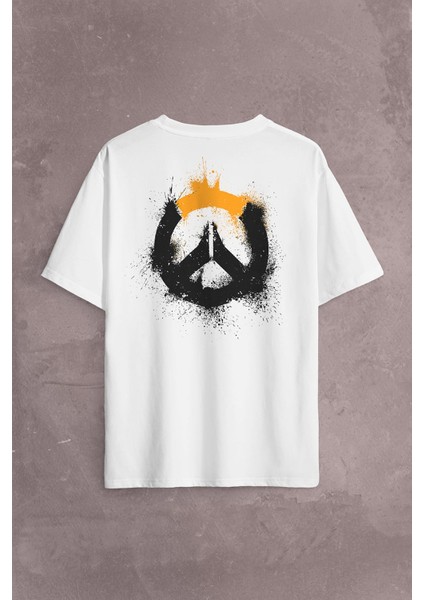 Overwatch Heroes Steam Logo Over Watc Sırt Ön Baskılı Oversize Tişört T-Shirt fiyatları