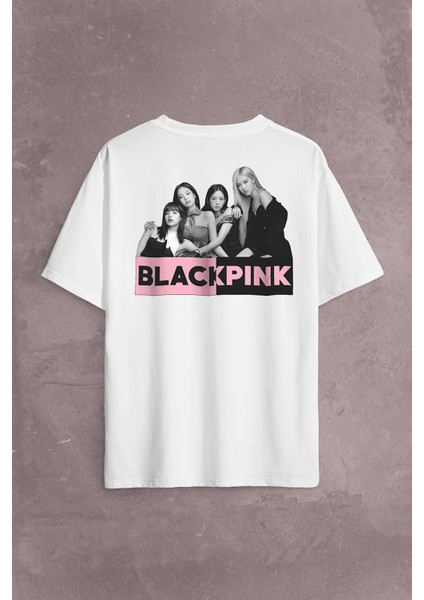 Black Pink Grubu Karakterleri Sanatçıları Sırt Ön Baskılı Oversize Tişört T-Shirt