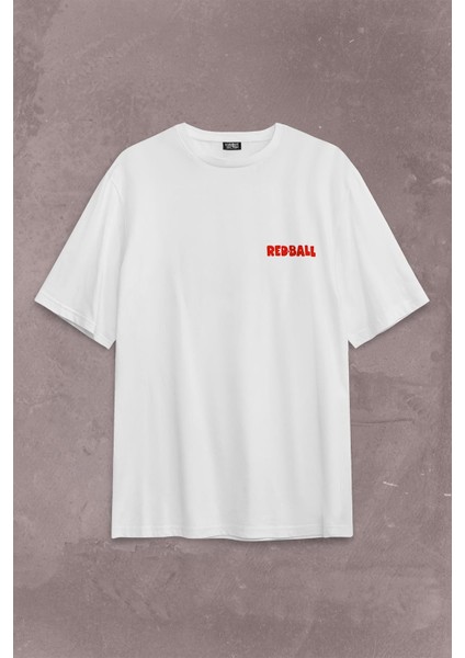 Red Ball 4 Crazy Kırmızı Top Redball Sırt Ön Baskılı Oversize Tişört T-Shirt