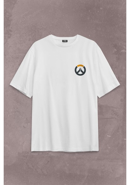Overwatch Heroes Steam Logo Over Watc Sırt Ön Baskılı Oversize Tişört T-Shirt