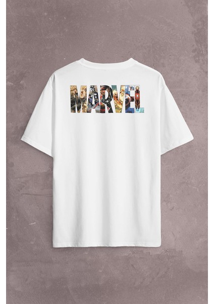 Marvel Spiderman Hulk Deadpool Iron Man Sırt Ön Baskılı Oversize Tişört T-Shirt