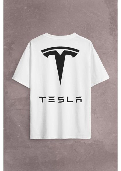 Tesla Motors Nikola Tesla Logo Elon Musk Sırt Ön Baskılı Oversize Tişört T-Shirt fiyatları