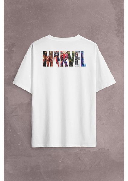 Kendim Seçtim Marvel Spiderman Hulk Deadpool Iron Man Sırt Ön Baskılı Oversize Tişört T-Shirt