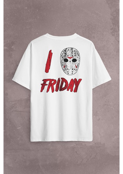 13. Cuma Onüçüncü Friday The 13TH 13 Sırt Ön Baskılı Oversize Tişört T-Shirt
