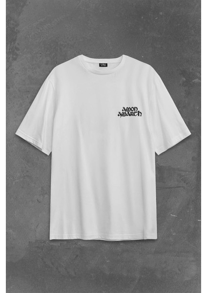 Amon Amarth Skull Logo Kuru Kafa Sırt Ön Baskılı Oversize Tişört T-Shirt