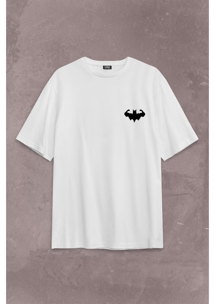 Batman Logo Gym Fitness Bodybuilding Sırt Ön Baskılı Oversize Tişört T-Shirt