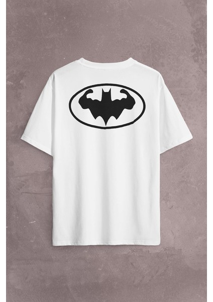 Batman Logo Gym Fitness Bodybuilding Sırt Ön Baskılı Oversize Tişört T-Shirt fiyatları