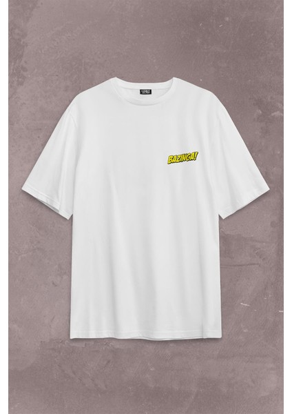 Bazinga Şaka The Big Bang Theory Sheldon Cooper Sırt Ön Baskılı Oversize Tişört T-Shirt