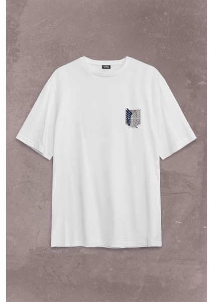 Attack On Titan Regiments Scout Symbol Sırt Ön Baskılı Oversize Tişört T-Shirt