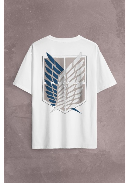 Attack On Titan Regiments Scout Symbol Sırt Ön Baskılı Oversize Tişört T-Shirt