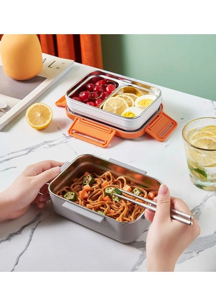 Bento 1200ML Çok Renkli Lunchbox Yeni Koleksiyon 2 Katlı Çelik Sefer Tası Yemek Kutusu