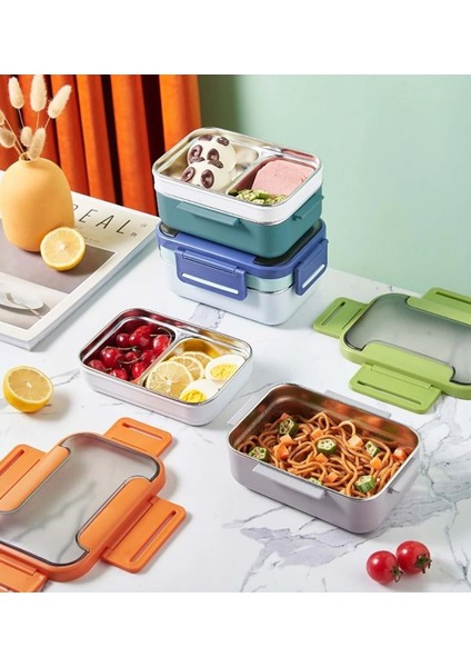 Bento 1200ML Çok Renkli Lunchbox Yeni Koleksiyon 2 Katlı Çelik Sefer Tası Yemek Kutusu
