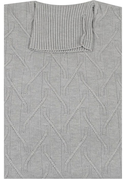 Gri Slim Fit Tam Balıkcı Erkek Triko