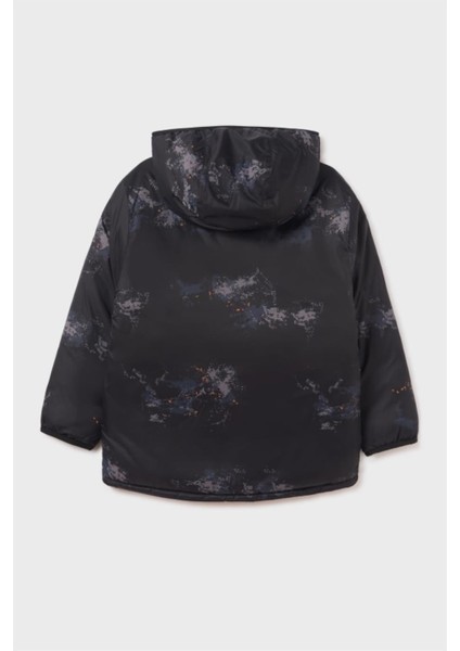 Erkek Çocuk Desenli Uzun Kışlık Mont 7435 Siyah-Turuncu modelleri