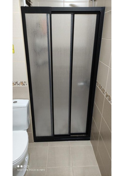 95 cm Teknesiz Duşakabin Siyah Profil Plastik Camlı