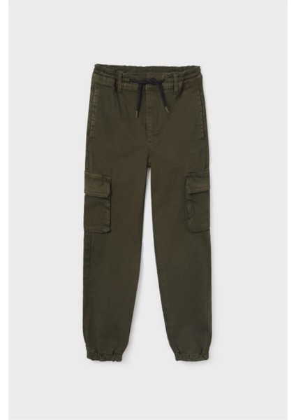 Erkek Çocuk Yandan Cepli Lastikli Paça Denim Pantolon 7529 Haki