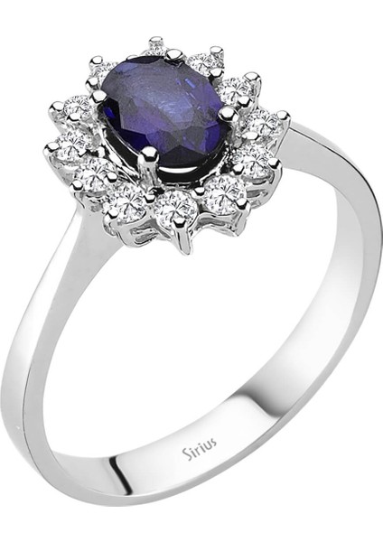 Pırlanta ve Oval Safir Taşlı Anturaj Yüzük 0417R0019