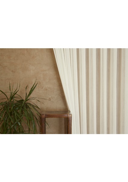 Dekoratif Tül Ekru 1-3 Sık Pile 150X260