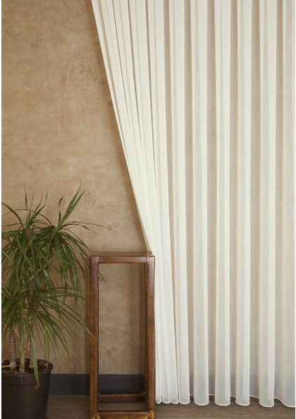 Dekoratif Tül Ekru 1-2 Seyrek Pile 150X260