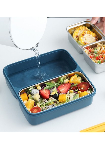 Bento 950ML Lunchbox Yeni Koleksiyon Tek Katlı 3 Bölmeli Çelik Sefer Tası Yemek Kutusu