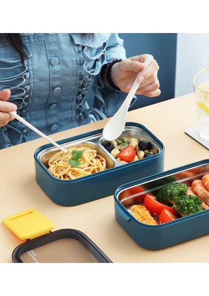 Bento 1400ML Lunchbox Yeni Koleksiyon Iki Katlı 2 Bölmeli Çelik Sefer Tası Yemek Kutusu