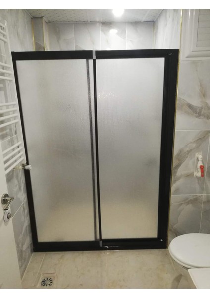 120 cm Teknesiz Duşakabin Siyah Profil Plastik Mika Camlı