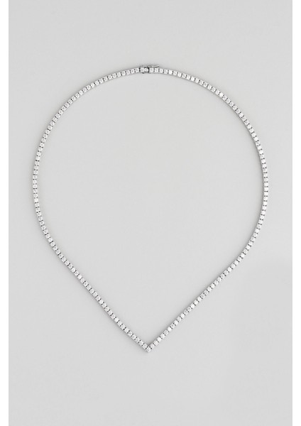 Işıltılı Gece 18 Ayar Beyaz Altın Kaplama Gümüş Tasarım Gerdanlık