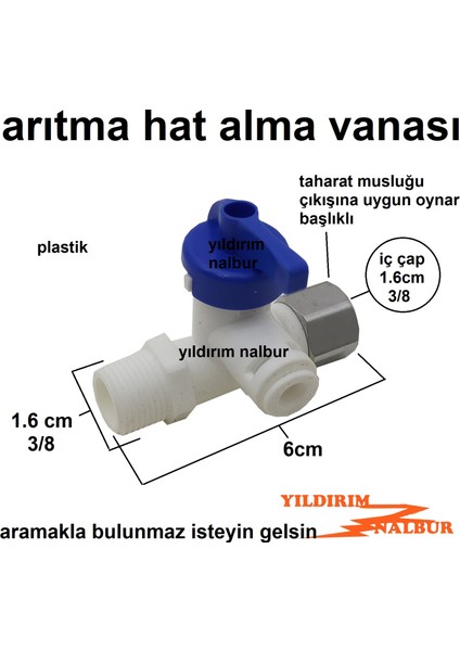 Yıldırım Nalbur 2 Adet Su Arıtma Borusu Hat Alma Küresel Plastik Su Arıtıcı Musluk Beyaz