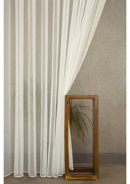 Yeni Nesil Organza Tül Ekru 1-2,5 Orta Sık Pile 100X260