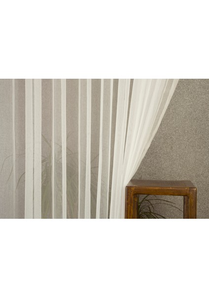 Yeni Nesil Organza Tül Ekru 1-2,5 Orta Sık Pile 100X260