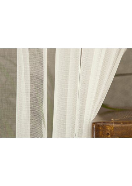 Yeni Nesil Organza Tül Ekru 1-2,5 Orta Sık Pile 100X260