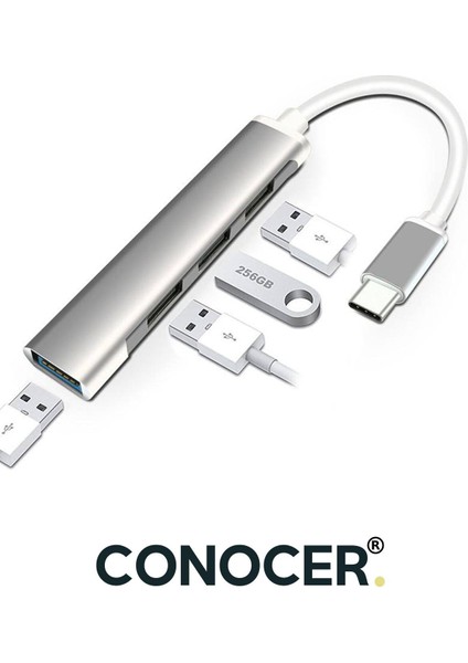 Type - C 4 Girişli USB Çoğaltıcı Type-C To USB Hub 4 Ports