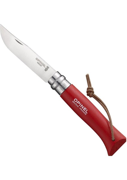 Inox No 8 Gürgen Saplı Paslanmaz Çelik Çakı (Kırmızı)