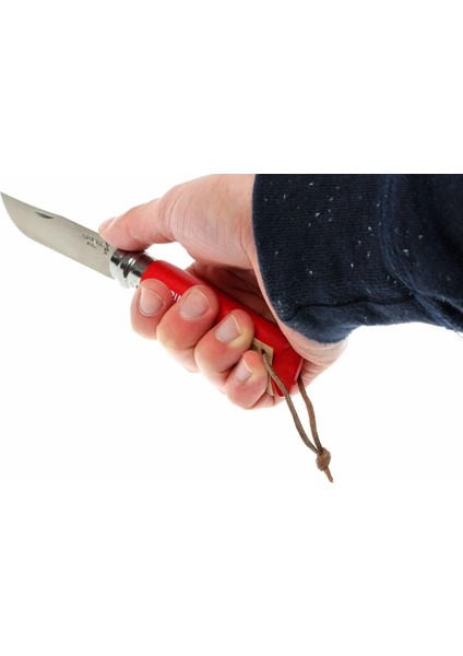 Inox No 8 Gürgen Saplı Paslanmaz Çelik Çakı (Kırmızı)