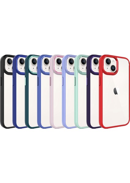 Apple iPhone 15 Plus Kılıf Kenarları Parlak Arkası Şeffaf Hassas Butonlu Renkli Kapak (Krom)