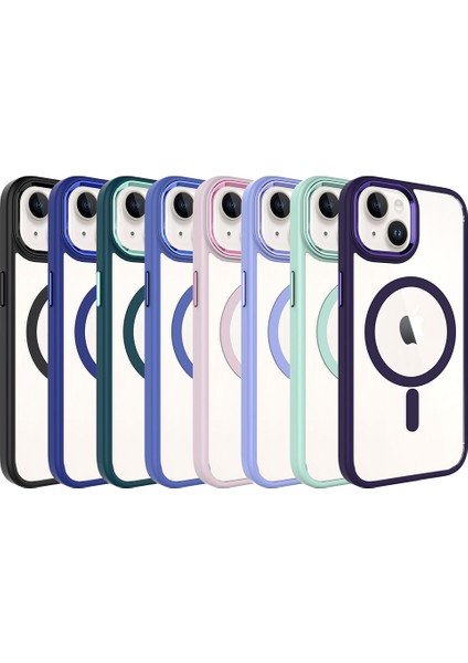 Apple iPhone 15 Plus Kılıf Kamera Çıkıntılı Şarj Destekli Renkli Hassas Butonlu Kapak (Krom-Mag) modelleri