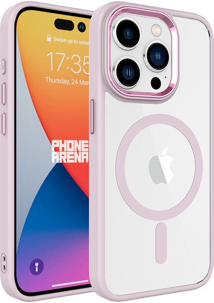 Apple iPhone 15 Pro Max Kılıf Kamera Çıkıntılı Şarj Destekli Renkli Hassas Butonlu Kapak (Krom-Mag)