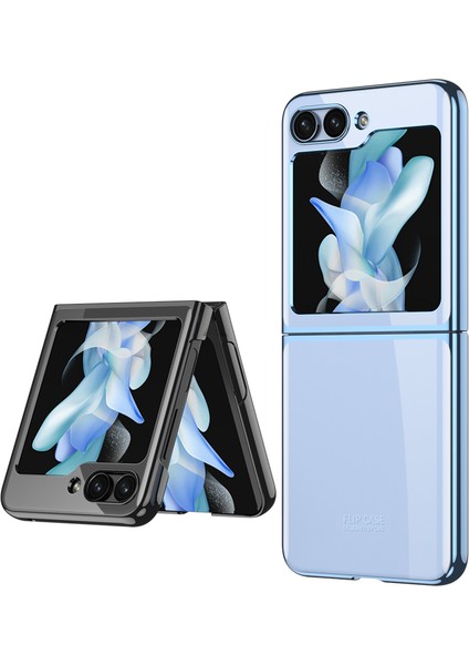 Samsung Galaxy Z Flip 5 Kılıf Kamera Lens Korumalı Kenarları Renkli Parlak Sert Şeffaf Kapak modelleri