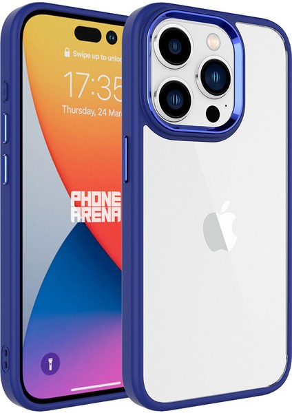 Apple iPhone 15 Pro Max Kılıf Kenarları Parlak Arkası Şeffaf Hassas Butonlu Renkli Kapak (Krom)