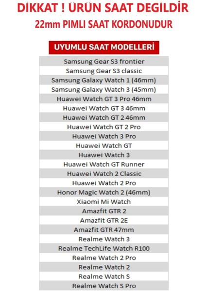 Xiaomi Mi Watch Uyumlu 22MM Klasik Silikon Kordon Kayış