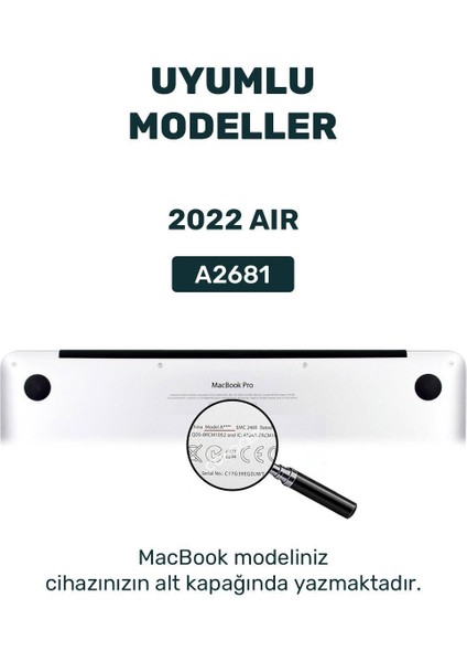 Macbook Air 13.6 M2 2022 Uyumlu Kapak Kılıf 360 Derece Tam Korumalı A2681