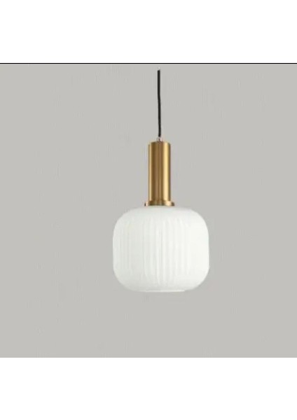 Rustik Dekoratif Metal Modern Eskitme Opal Beyaz Camlı Tekli Avize