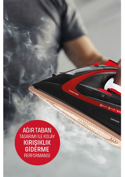 Masterjet 2600 Watt Seramik Ağır Taban Teknolojisi ile Kolay Kırışık Gideren 180 gr Şok Buharlı Ütü