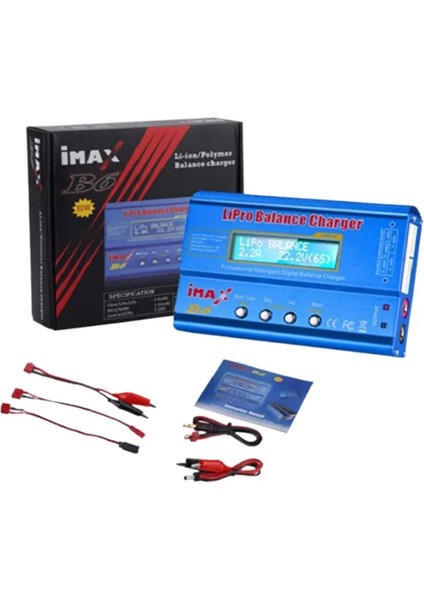 Imax B6 80W Adaptörlü Rc Lityum Pil Şarj Cihazı 18650 Pil Şarj 10A-Adaptörlü-IMAX