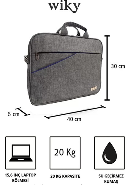 Wikybag River GRI15.6 Inç Uyumlu Laptop Bilgisayar Evrak Çantası