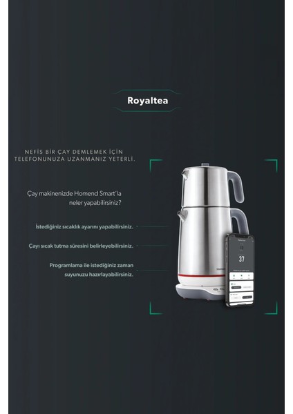 Royaltea Smart 1790H Inox Konuşan Çay Makinesi (Wi-Fi)