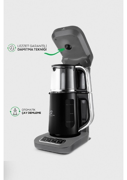 Çaysever Robotea Pro 4in1 Konuşan Otomatik Su Isıtıcı Çay ve Filtre Kahve Makinesi Space Gray