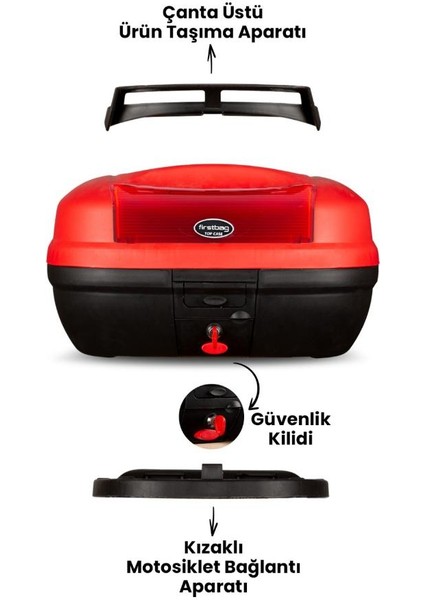 First Bag 48 Litre Kırmızı Motosiklet Çantası Reflektörlü modelleri